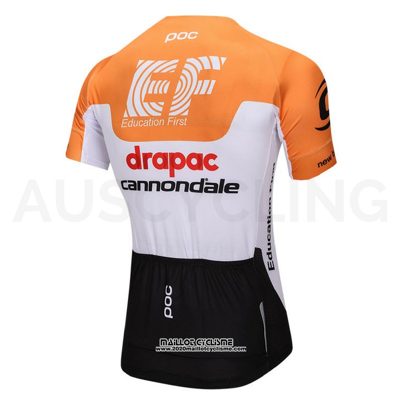 2018 Maillot Ciclismo Cannondale Drapac Blanc et Orange Manches Courtes et Cuissard